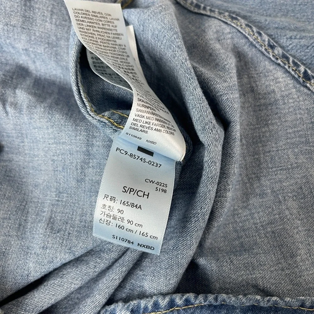 Levis Shirt Mens S Blue Western Denim Pearl Snap Yoke Cowboy Ranch Distressed